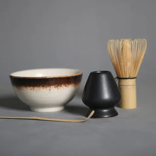 Zenmatcha Teezubehör Set – Komplettes Geschenkset mit Bambusbesen und Schale