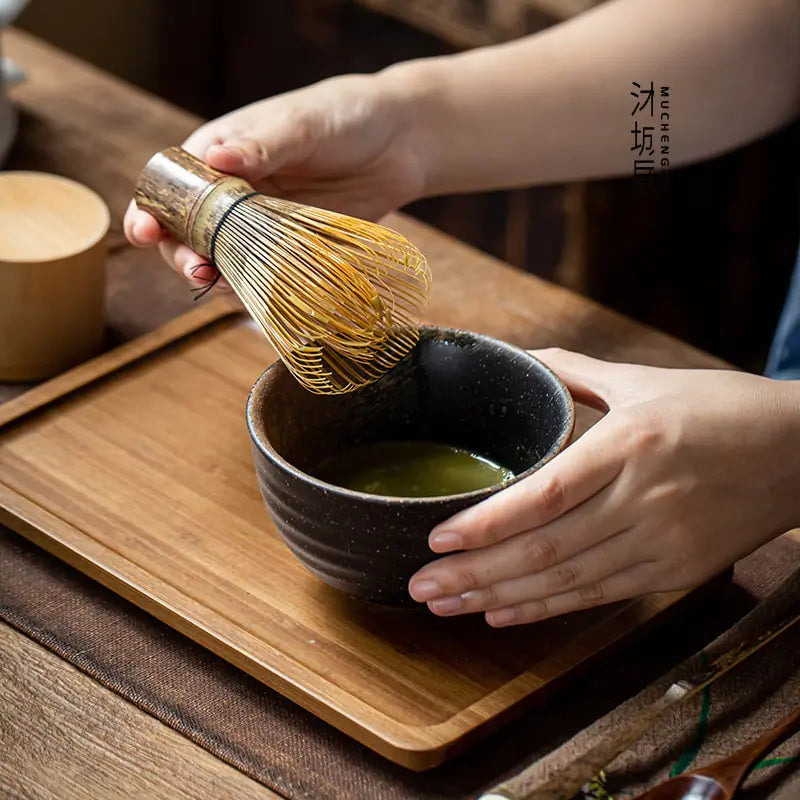 Zenmatcha Teezubehör Set – Komplettes Geschenkset mit Bambusbesen und Schale