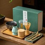 Zenmatcha Teezubehör Set – Komplettes Geschenkset mit Bambusbesen und Schale