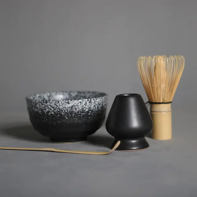 Zenmatcha Teezubehör Set – Komplettes Geschenkset mit Bambusbesen und Schale