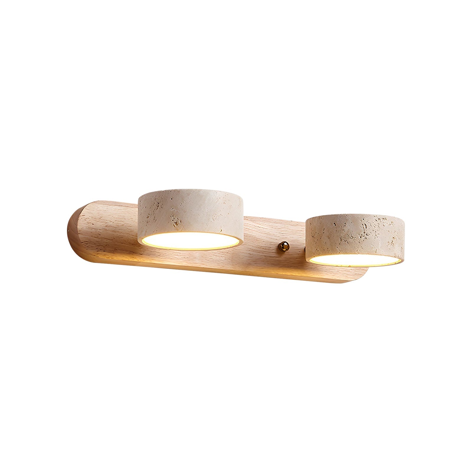 Elegante Wandlampe aus Travertin und Holz mit LED-Beleuchtung