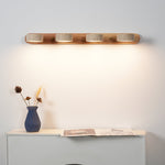 Elegante Wandlampe aus Travertin und Holz mit LED-Beleuchtung