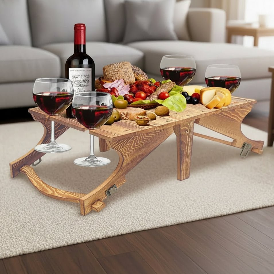 Compact Folding Table with Wine Glass Holder for Outdoor Adventures