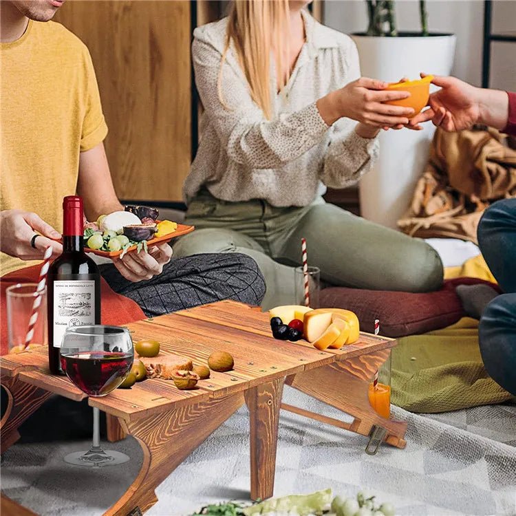 Compact Folding Table with Wine Glass Holder for Outdoor Adventures