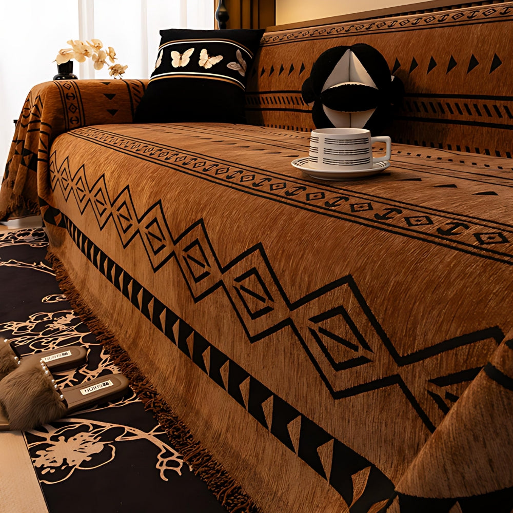 Earthy Chenille Sofa Throw for a Cozy Home
