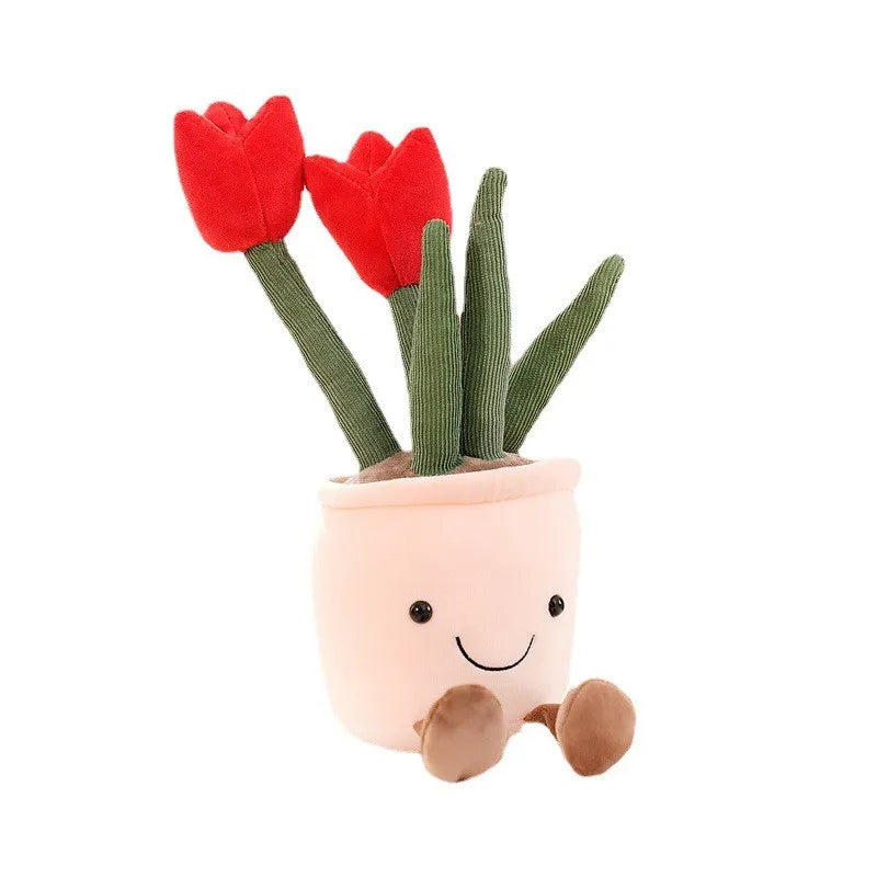 Plüschfigur mit fröhlichem Blumendesign