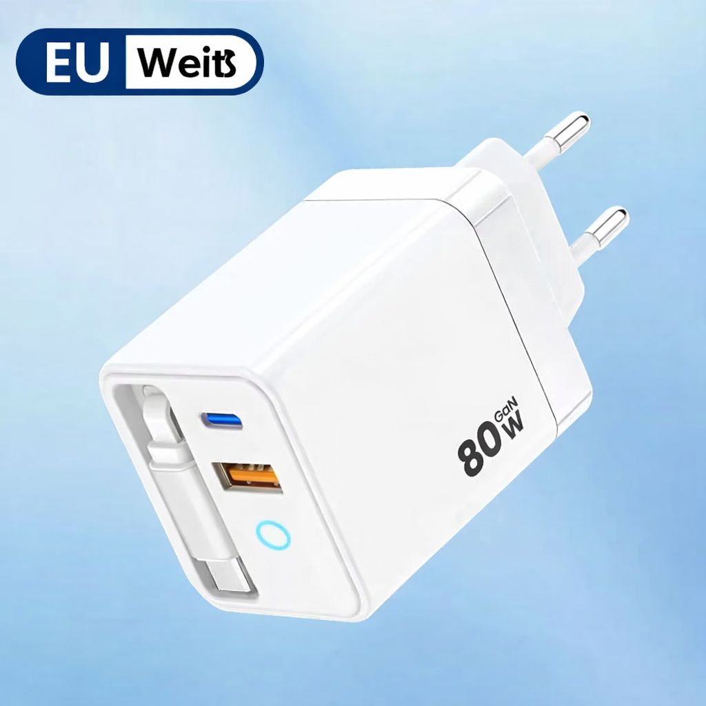Schnellladegerät | Intelligentes Ladegerät für mehrere Geräte | GaN Wandadapter