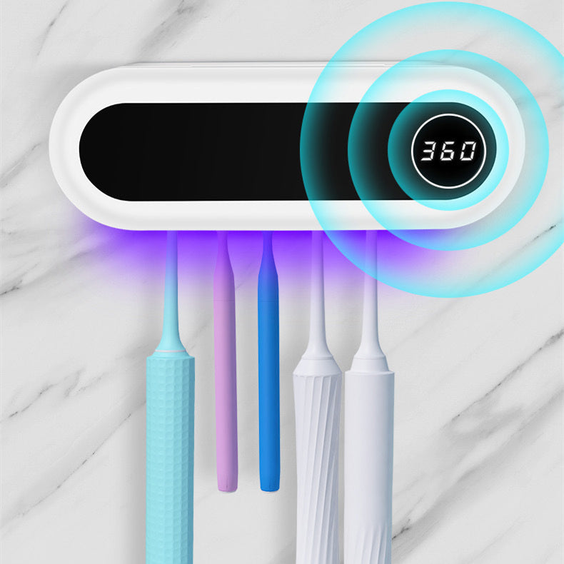 Wandhalter für Zahnbürsten mit UV-Licht – Hygienischer Organizer für 5 Bürsten mit wiederaufladbarem Akku und automatischer Abschaltung