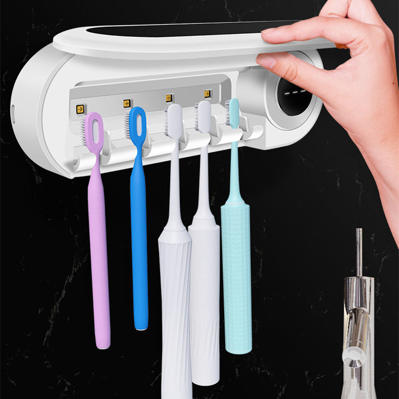 Wandhalter für Zahnbürsten mit UV-Licht – Hygienischer Organizer für 5 Bürsten mit wiederaufladbarem Akku und automatischer Abschaltung