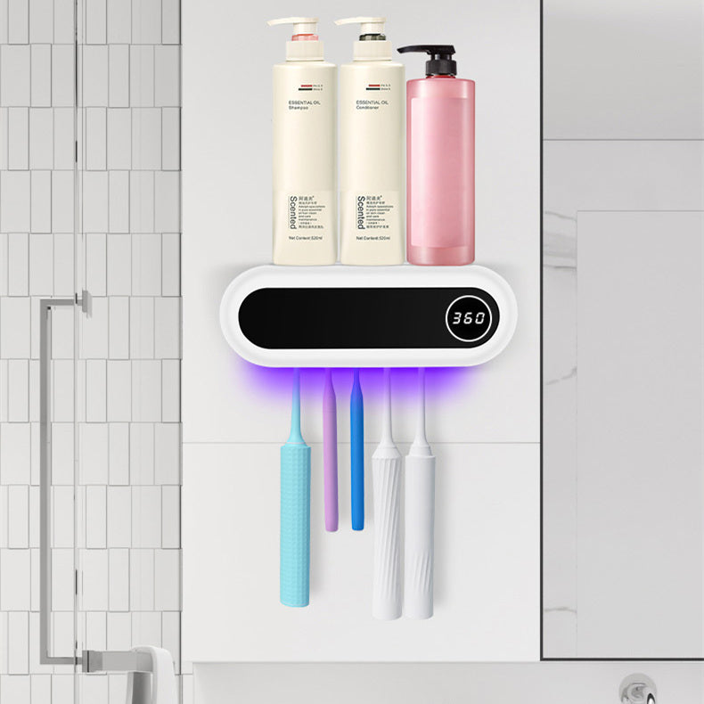 Wandhalter für Zahnbürsten mit UV-Licht – Hygienischer Organizer für 5 Bürsten mit wiederaufladbarem Akku und automatischer Abschaltung