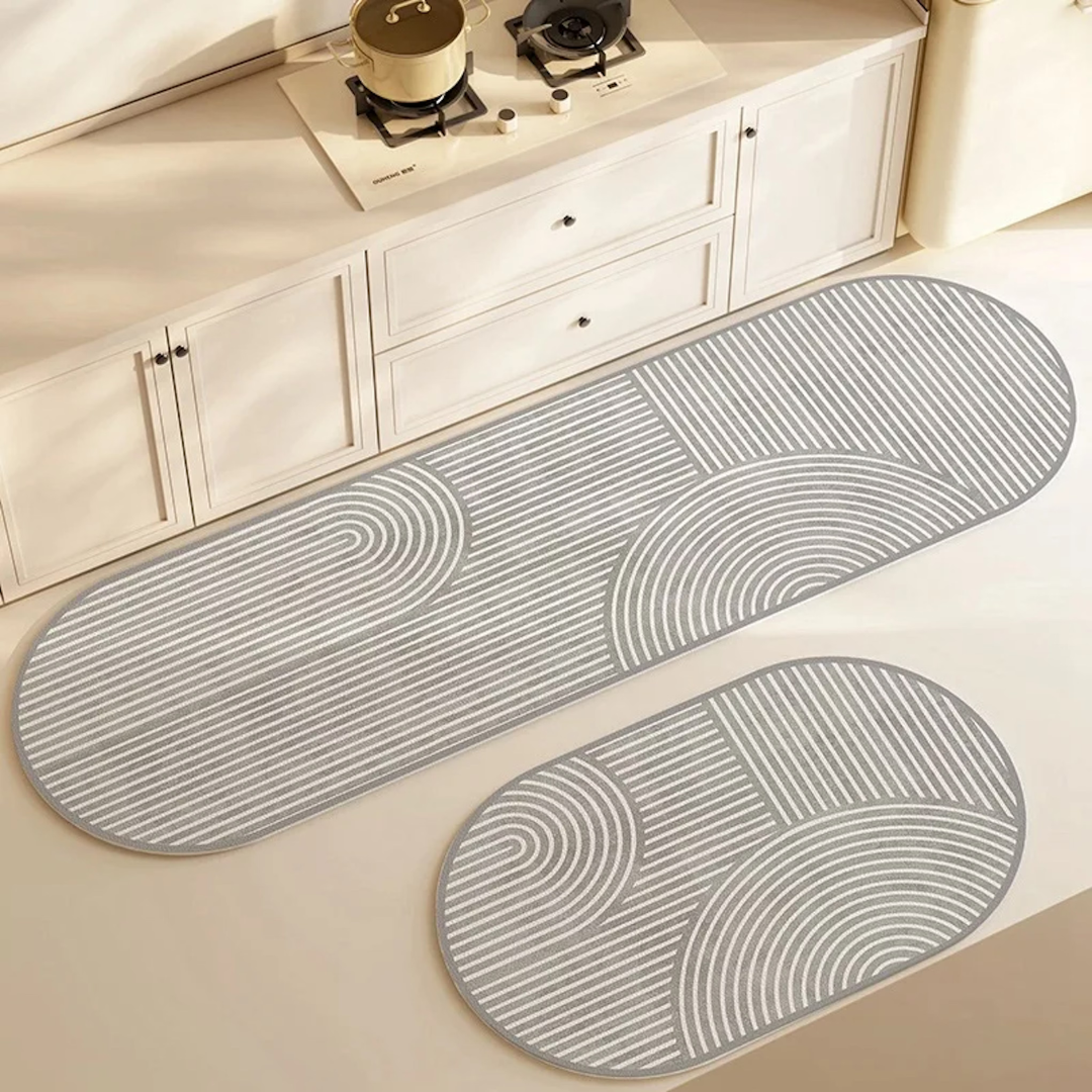 Hochabsorbierende Küchenteppichmatte mit Rutschfester Unterlage – Stilvolle Streifenmatte für Küche und mehr