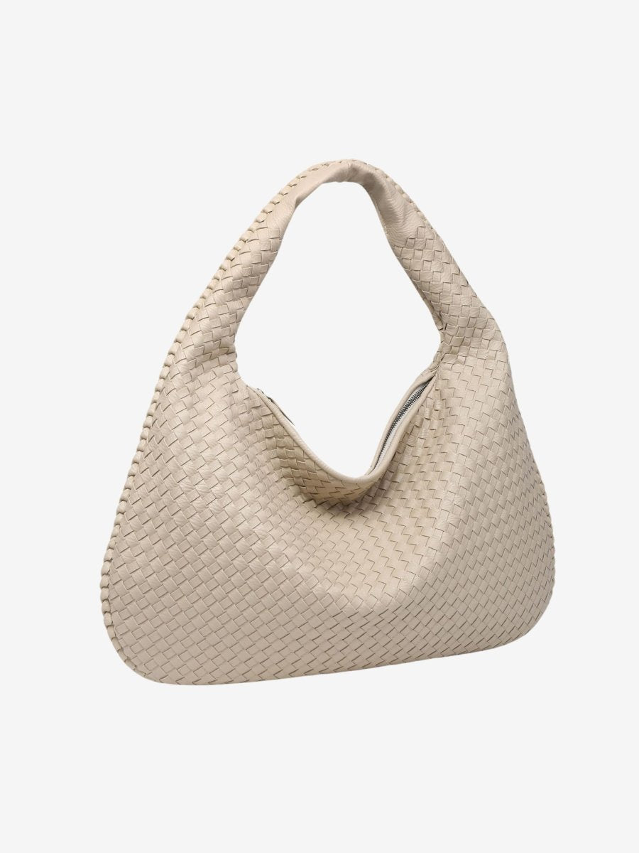 Elegante Umhängetasche aus geflochtenem Leder mit sicherem Reißverschluss