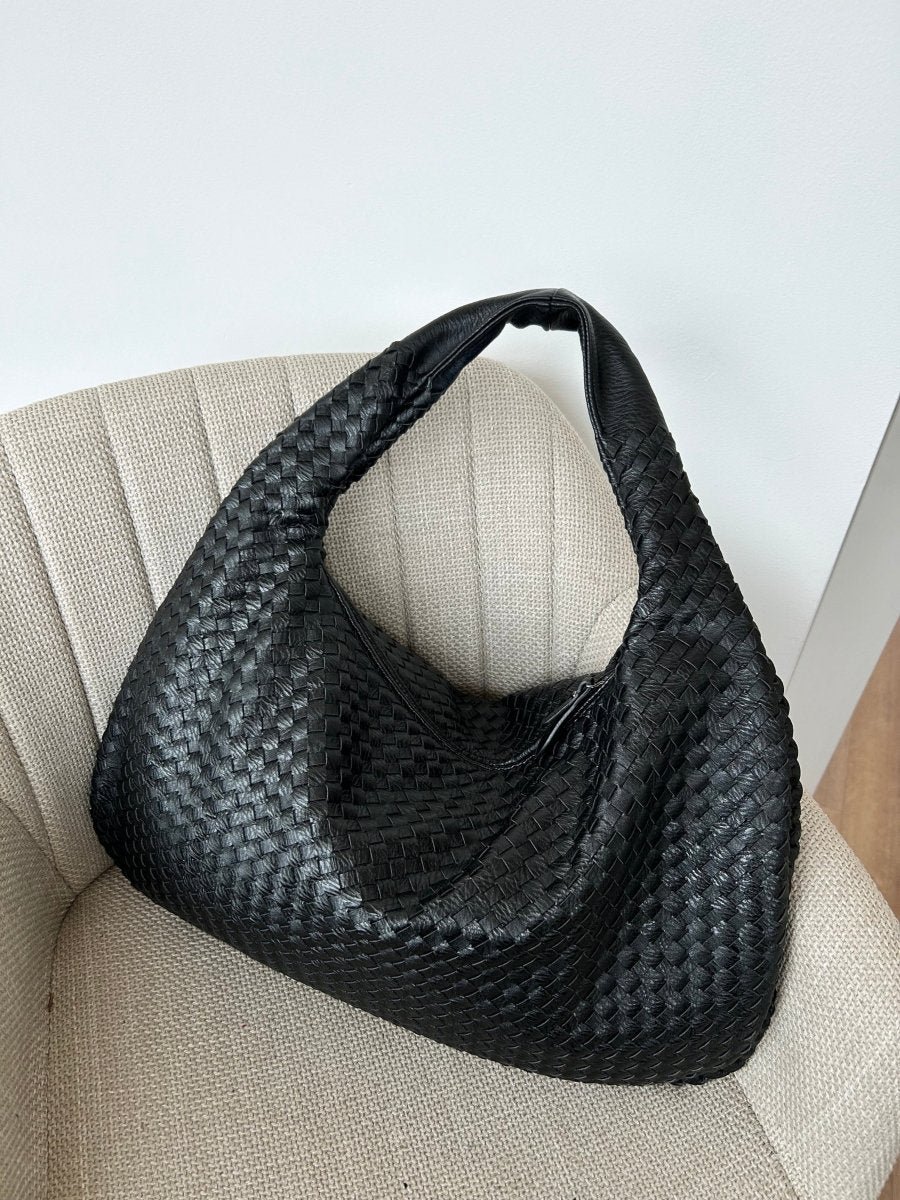 Elegante Umhängetasche aus geflochtenem Leder mit sicherem Reißverschluss