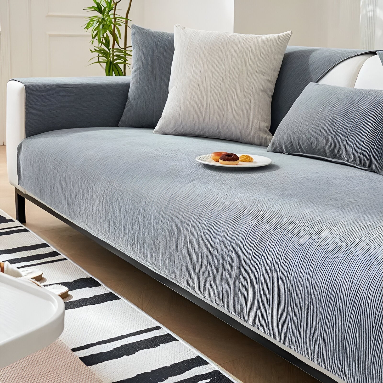 Stylish Chenille Sofa Cover with Non-Slip Backing
