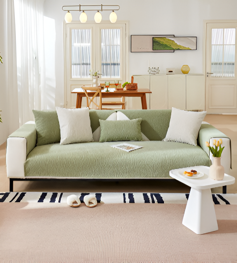 Stylish Chenille Sofa Cover with Non-Slip Backing