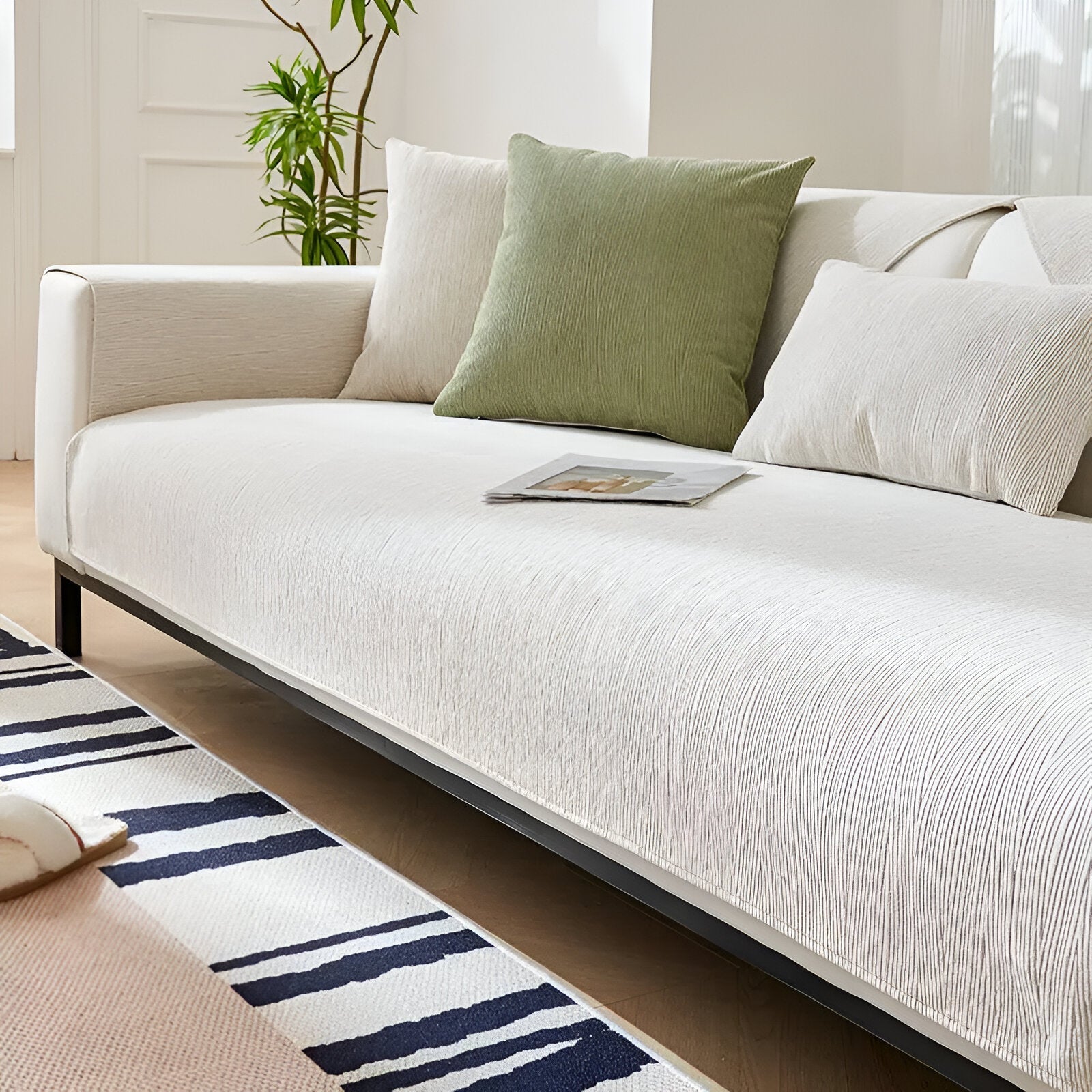 Stylish Chenille Sofa Cover with Non-Slip Backing