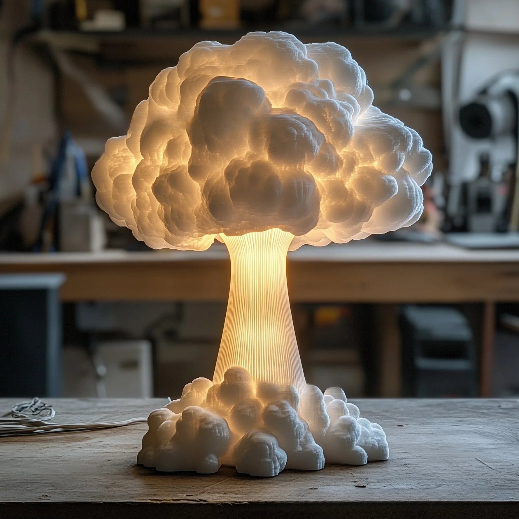 Beeindruckende 3D Tischlampe im Wolken-Design - USB Betrieben