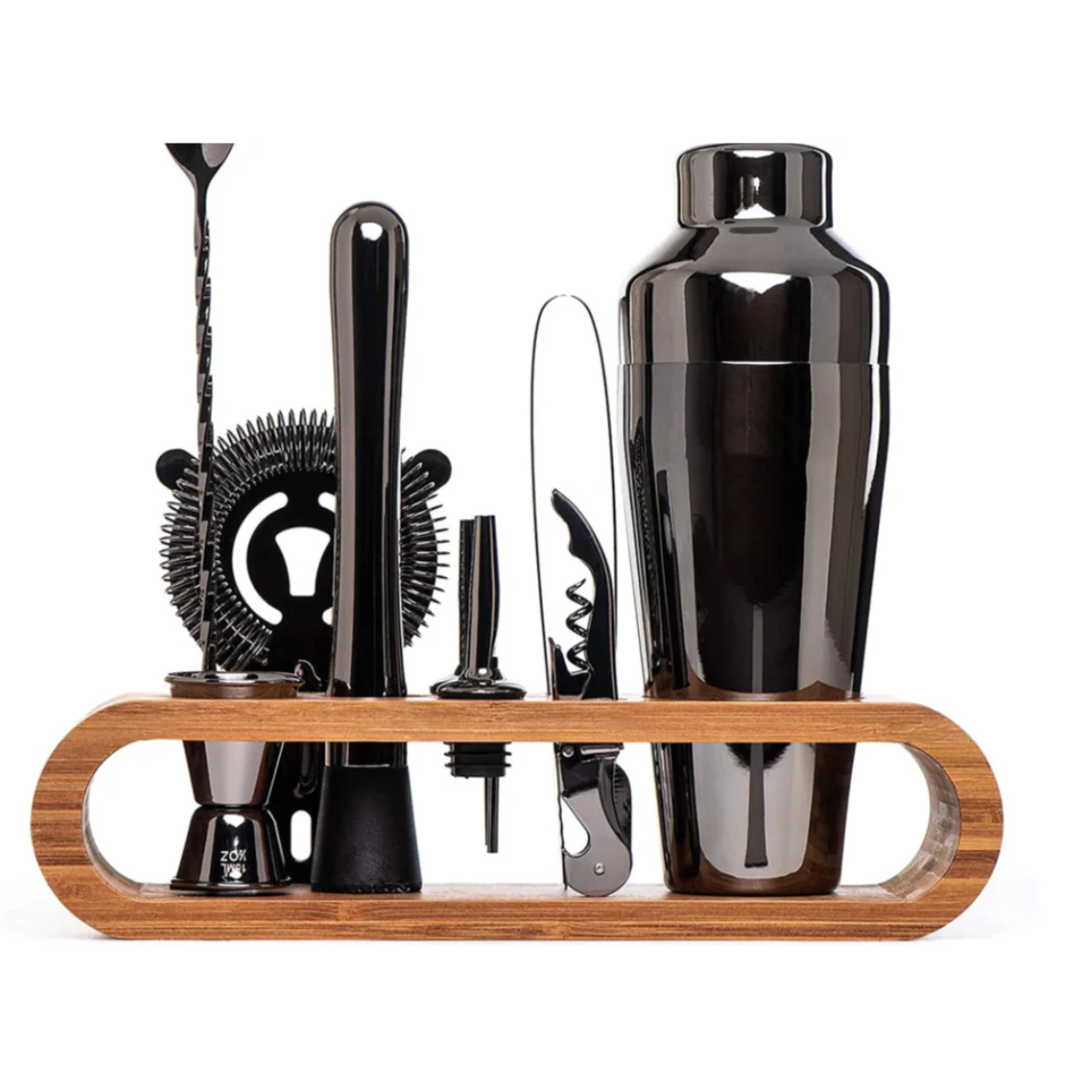 Elegantes Cocktailset mit Bambusständer – 10-teilig