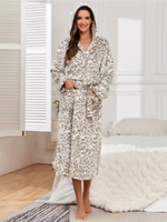Eleganter Fleece-Bademantel mit Leopardenmuster – Warm und Gemütlich