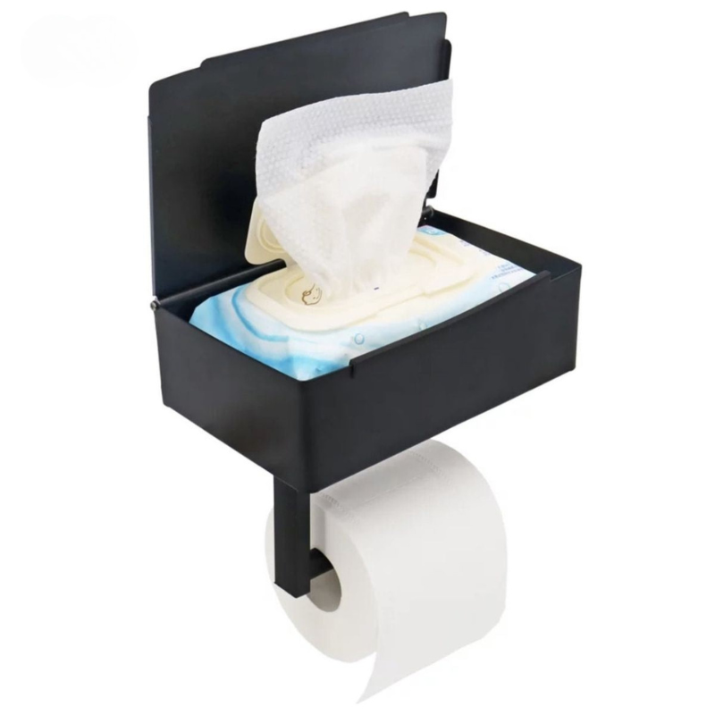 Multifunktionaler Toilettenpapierhalter Aristo – Edelstahl Design mit Ablage