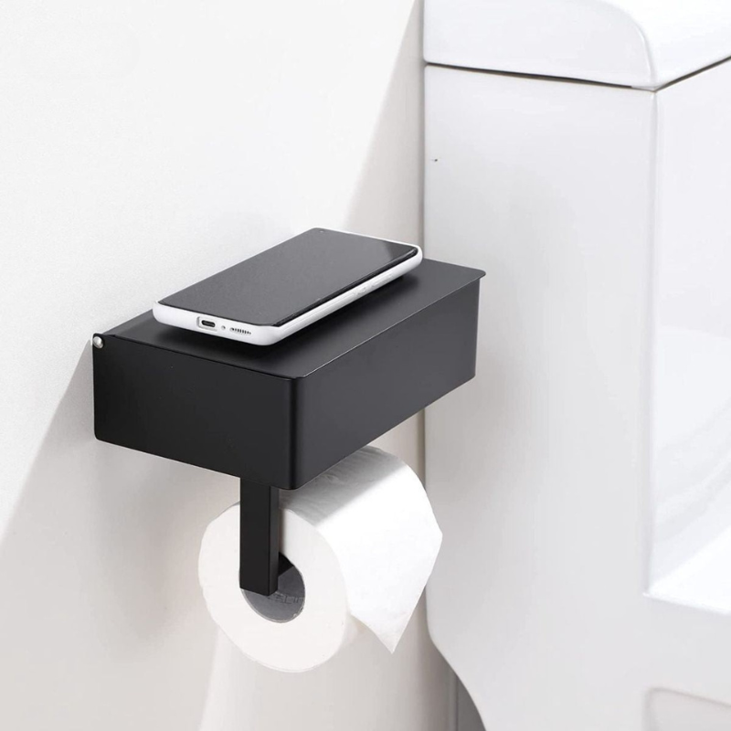 Multifunktionaler Toilettenpapierhalter Aristo – Edelstahl Design mit Ablage