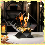 Eleganter Tischfeuer mit Stein-Dekor und Bio-Ethanol-Flamme