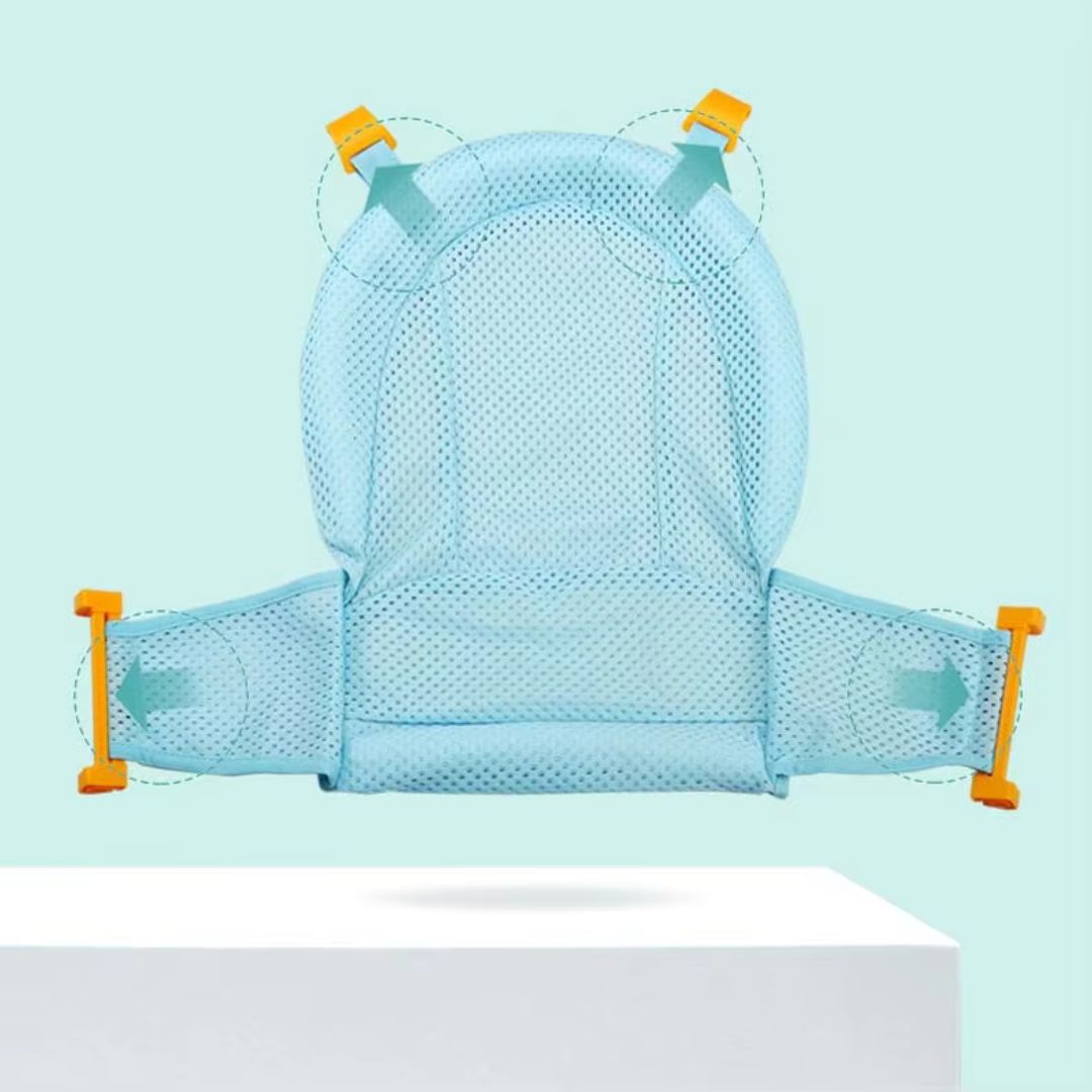 Knickbare Babybadewanne mit rutschfestem Sitz und Sicherheitsgurt