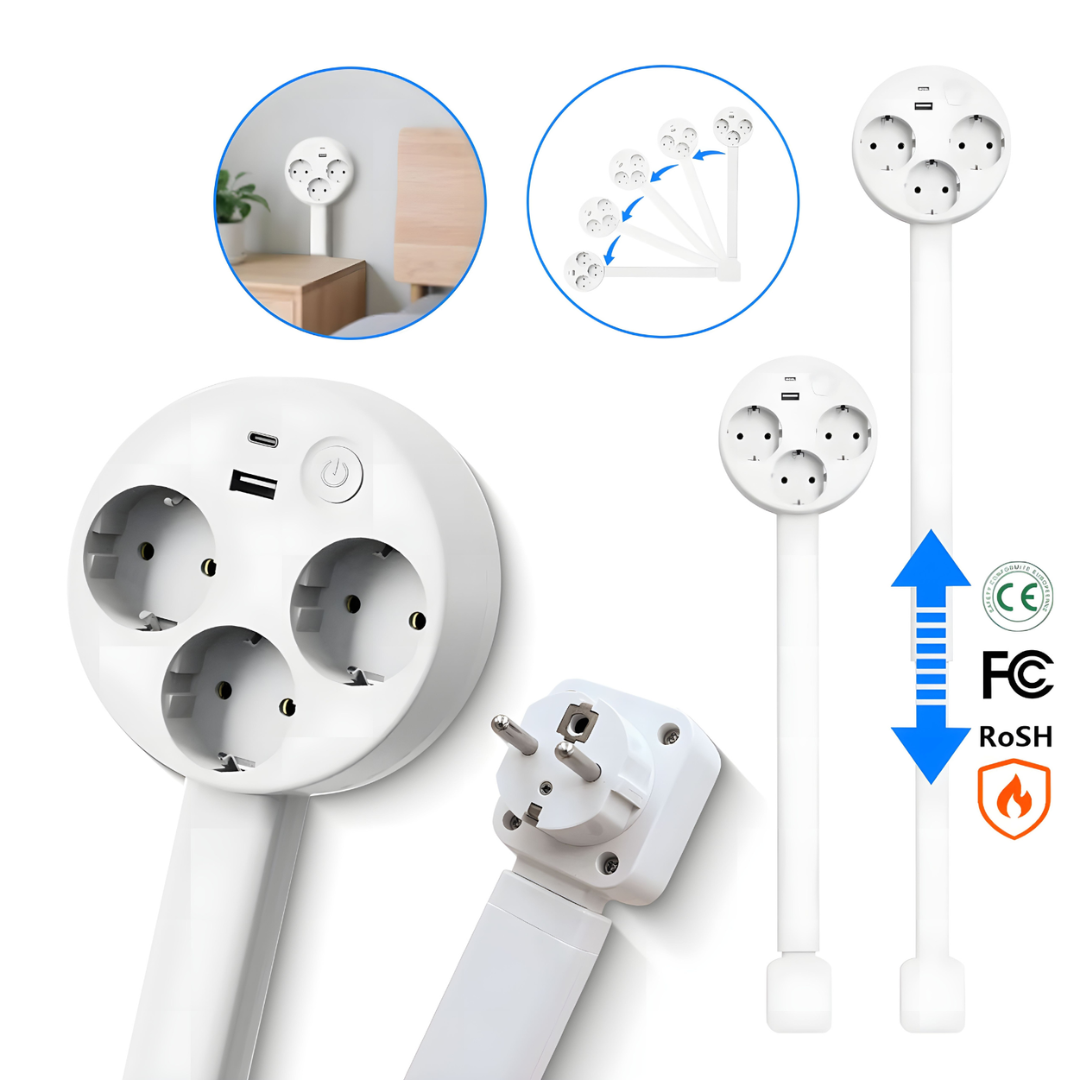 Practical Wall Socket Arm – Elegant Power Supply with USB Function