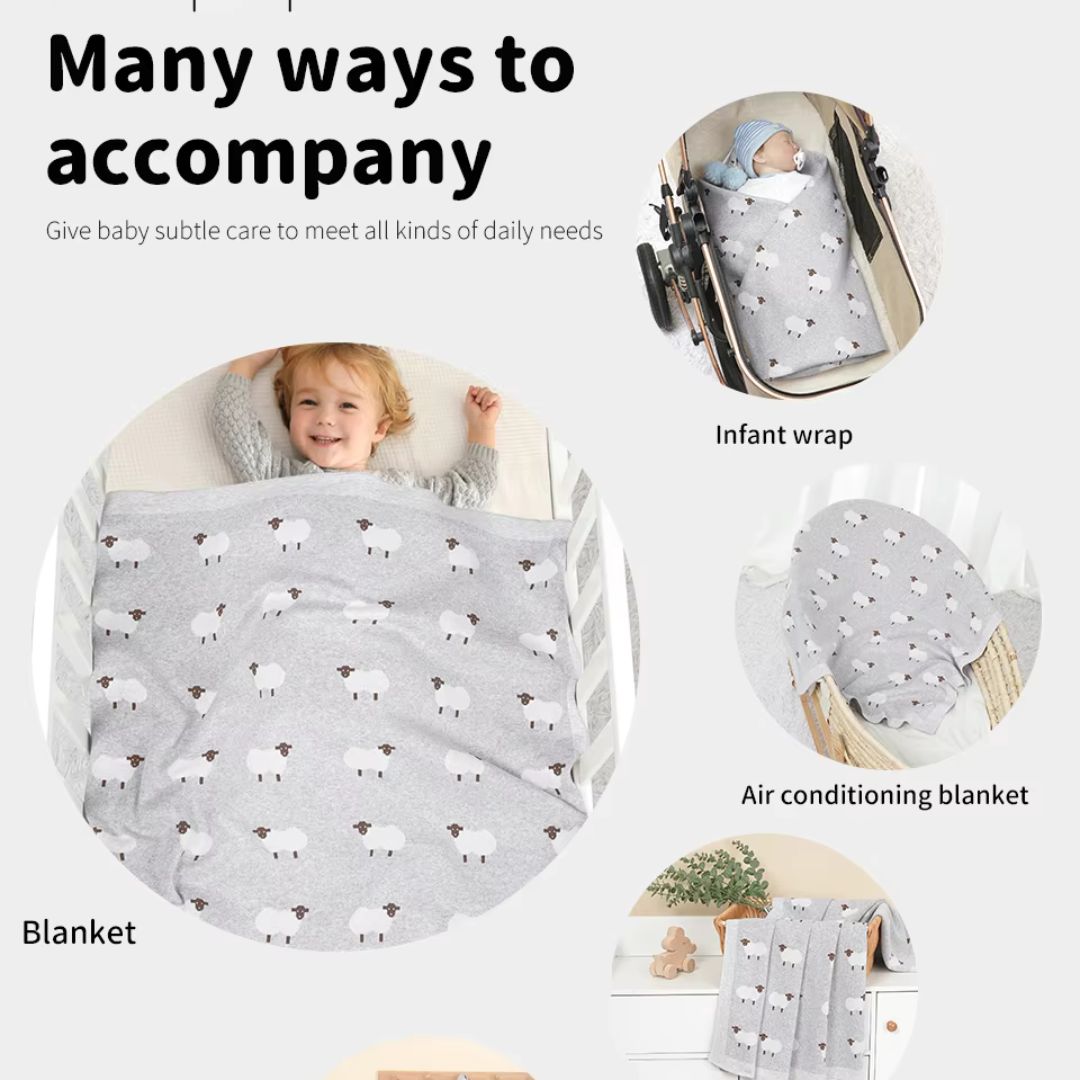 Weiche Babydecke mit Schafmotiven – Kuschelige Decke für den Kinderwagen