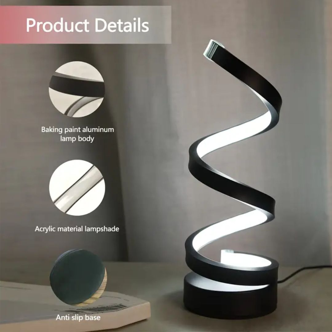 Elegante Spiral-LED-Tischlampe – Touch-Dimmfunktion