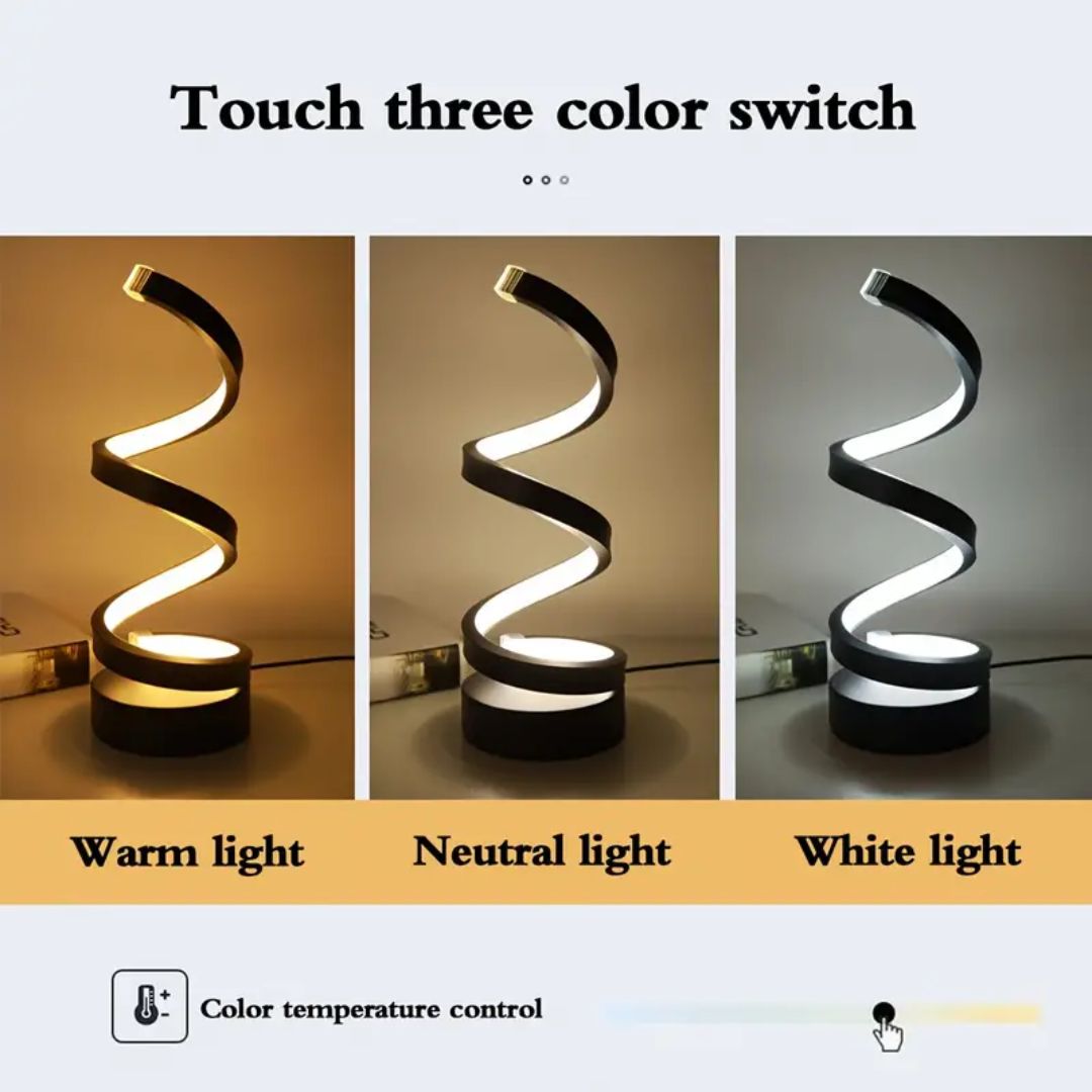 Elegante Spiral-LED-Tischlampe – Touch-Dimmfunktion