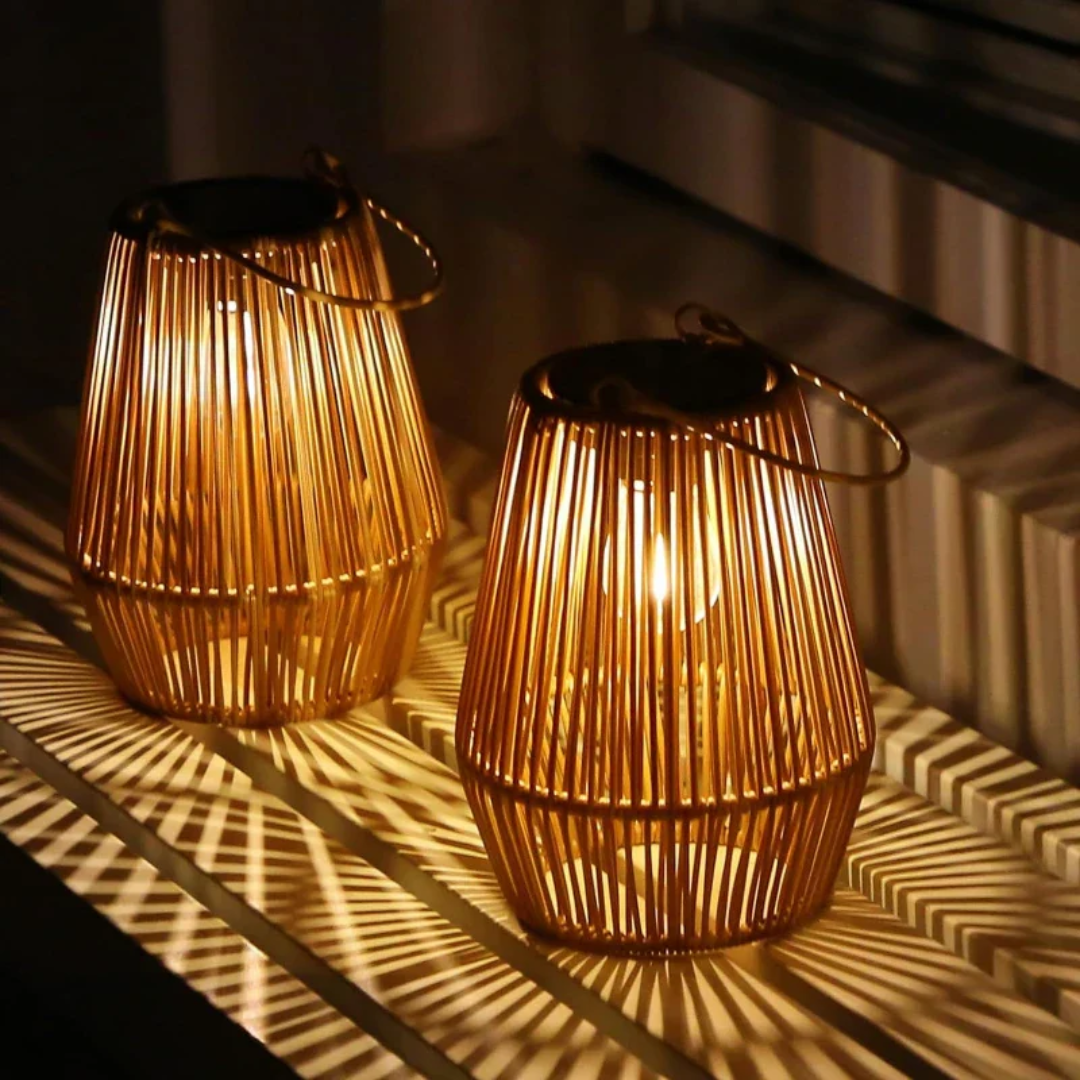 Handgefertigte Solarlampe für den Garten – Wetterfeste Rattan LED-Leuchte