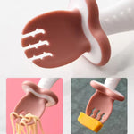 Ergonomisches Silikon Besteckset für Kleinkinder – Löffel und Gabel