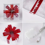 Helle Geschenkboxen im Set von 3 – Transparente Weihnachtsdekoration mit roten Bändern | Für Innen- und Außenbereich