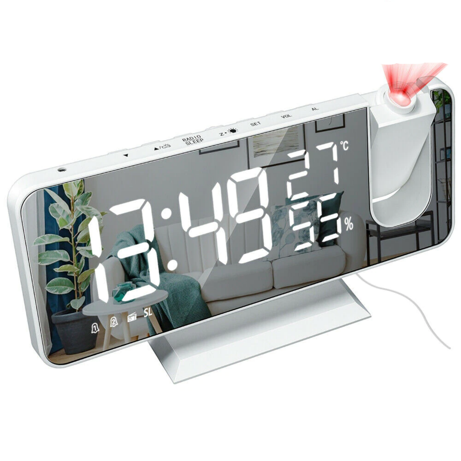 Digitale Projektionsuhr mit LED-Anzeige und FM-Radio