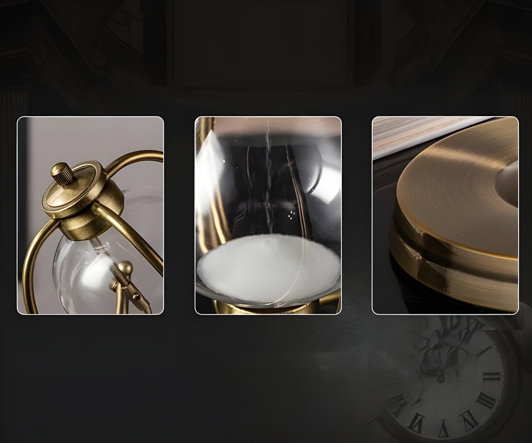 Elegante Sanduhr mit Goldrahmen – Zeitloses Design für Ihr Zuhause