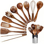 Elegant 11-Piece Kitchen Utensil Set Made from High-Quality Wood