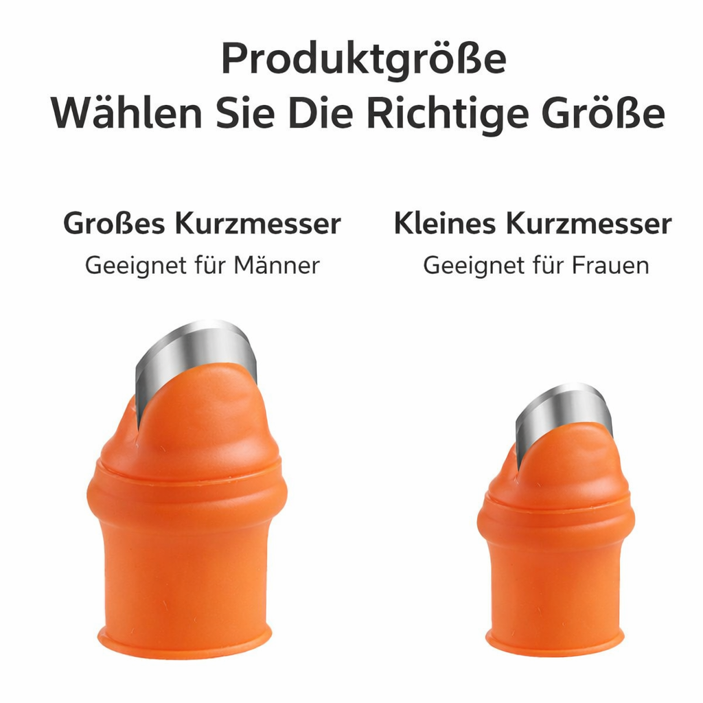 Ergonomische Erntehilfe mit Daumenmessern für Obst und Gemüse