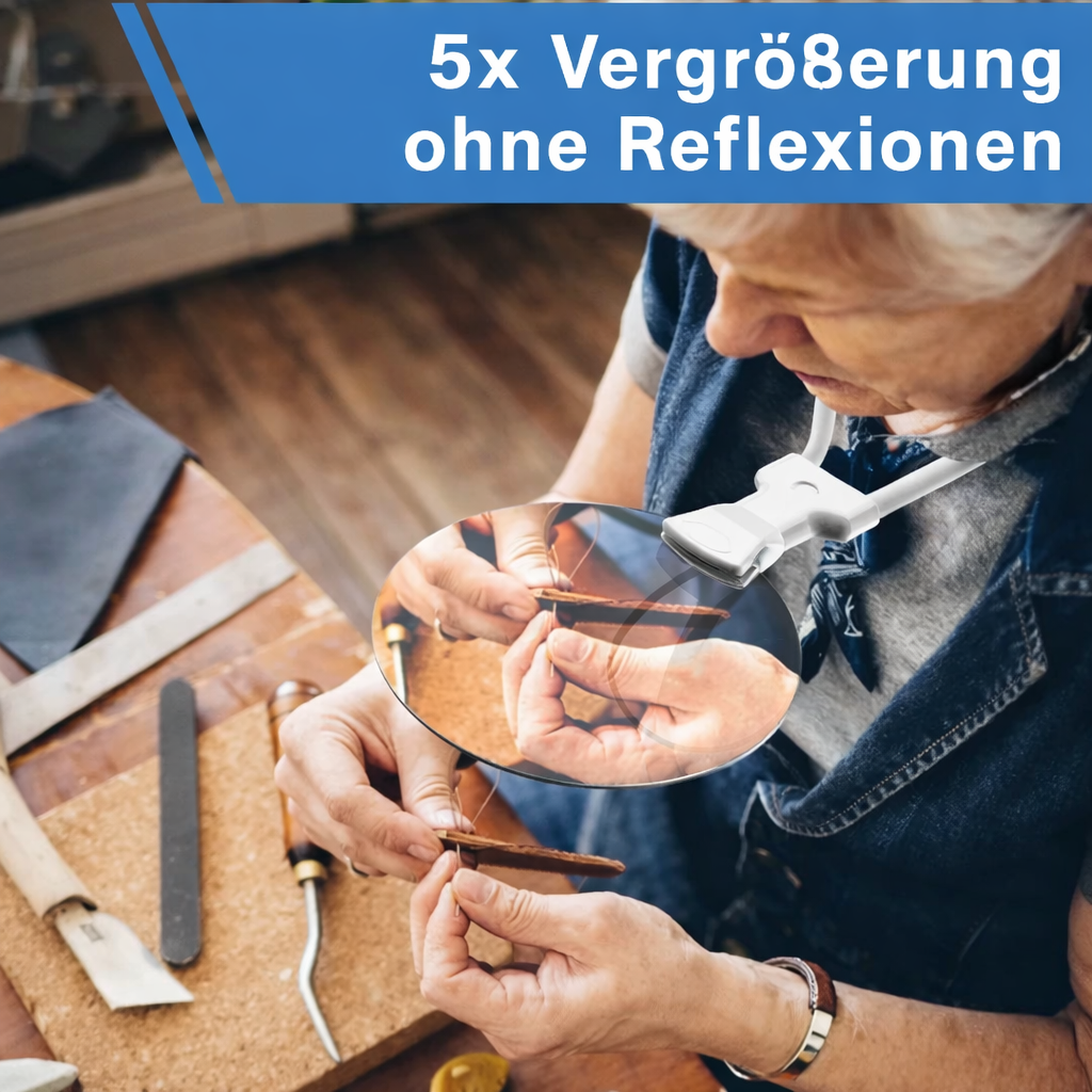 Praktische Lupe mit flexiblem Hals für freihändige Nutzung