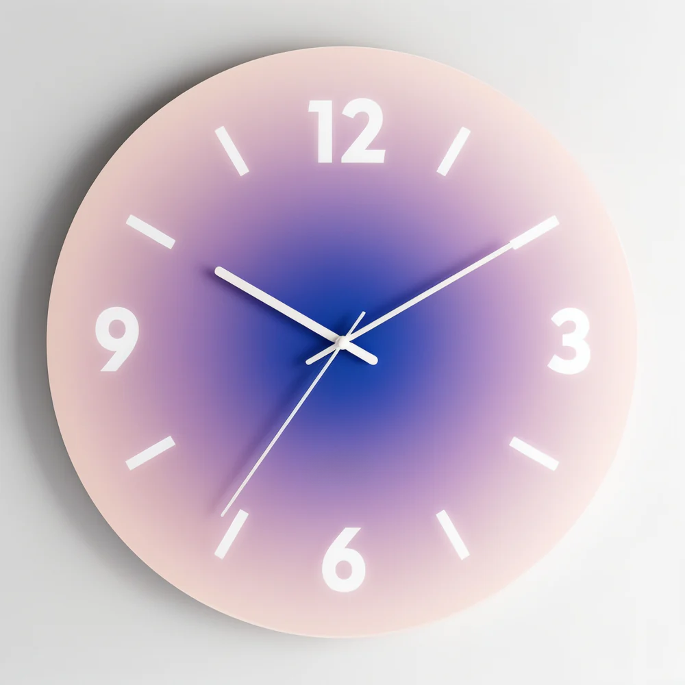 Stilvolle Wanduhr ohne Ticken – Sonnenuntergangsdesign