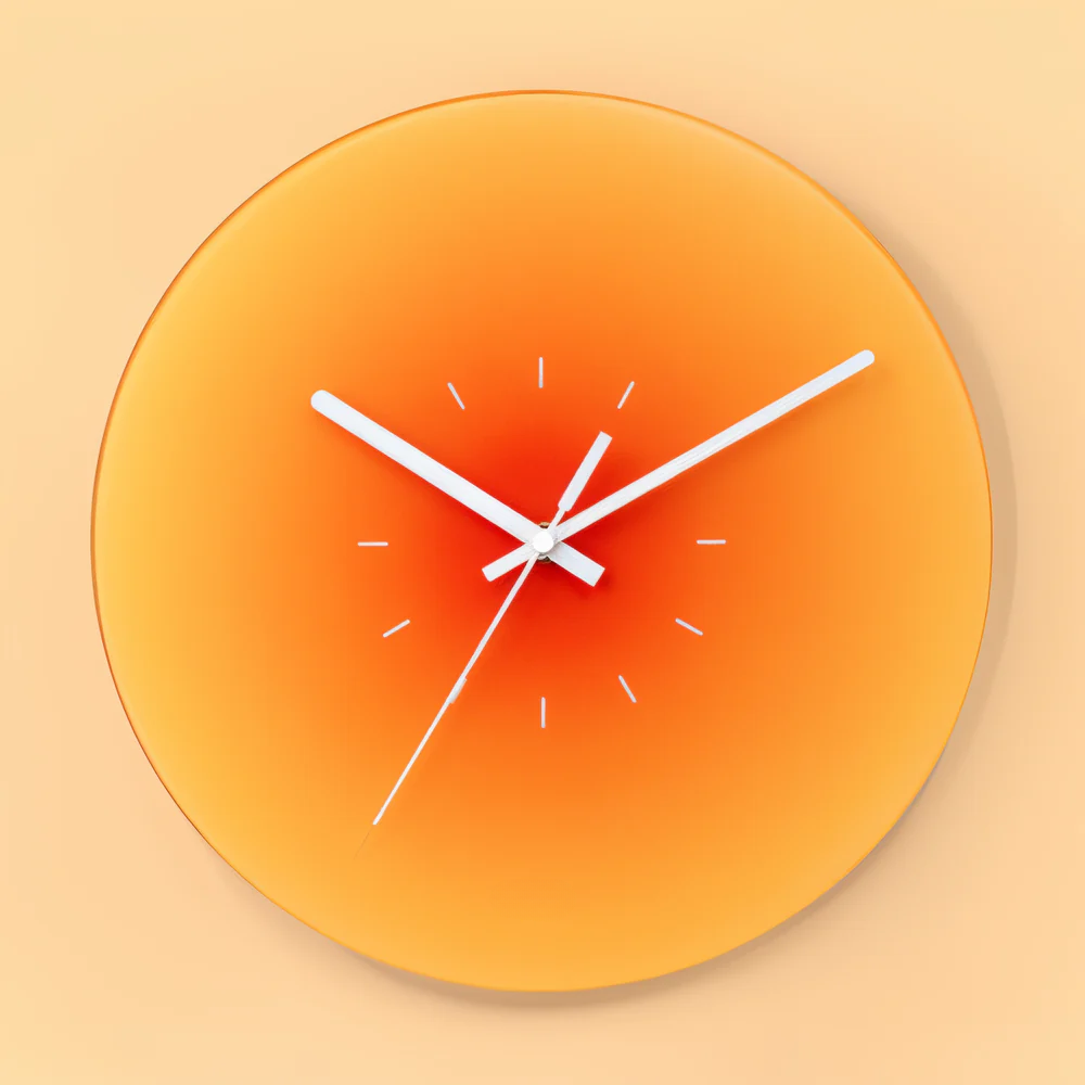 Stilvolle Wanduhr ohne Ticken – Sonnenuntergangsdesign