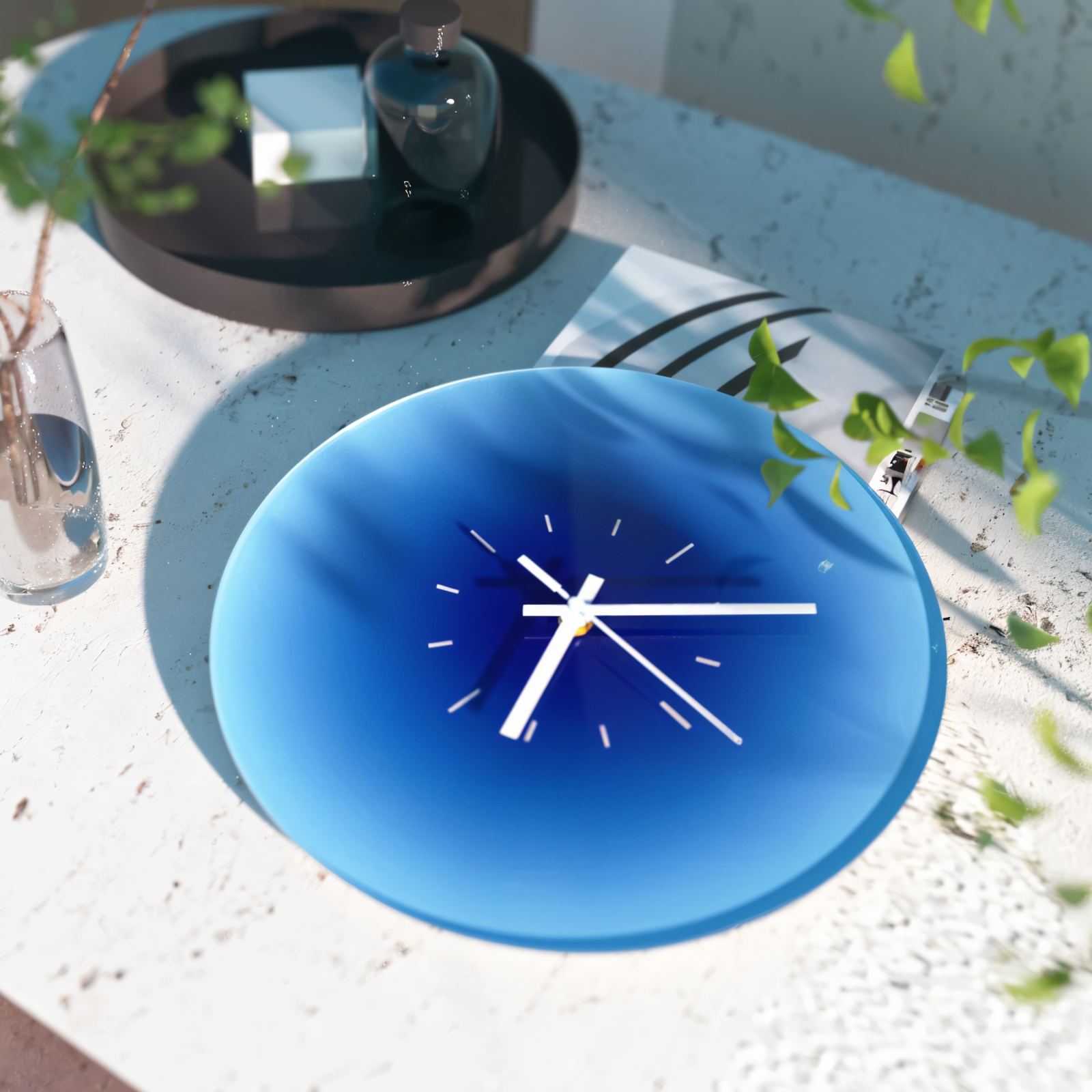 Stilvolle Wanduhr ohne Ticken – Sonnenuntergangsdesign