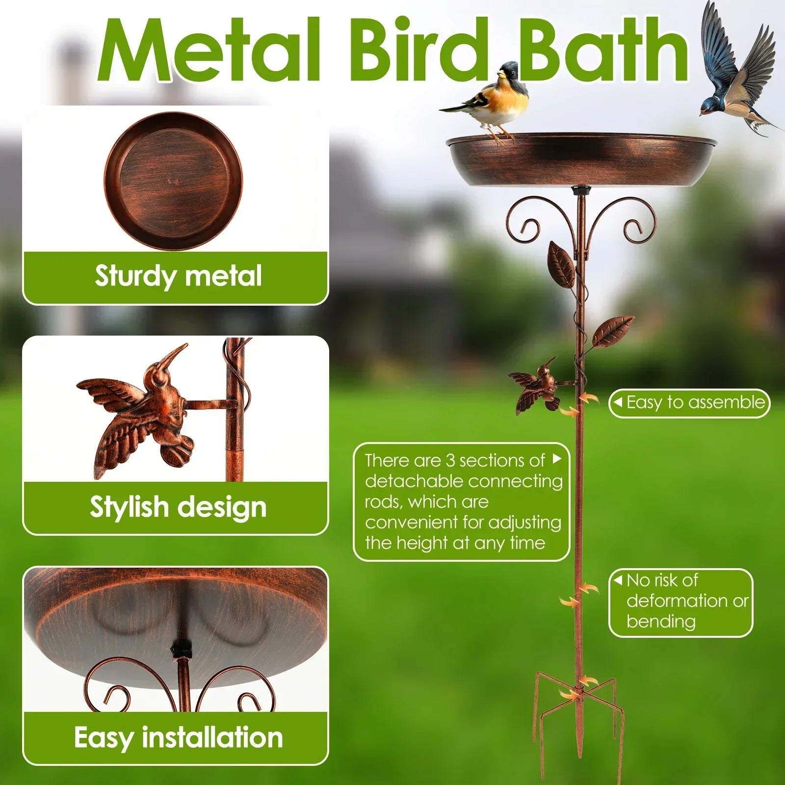 Vogelbad mit Stand | Robuste Metallwanne | NaturOase