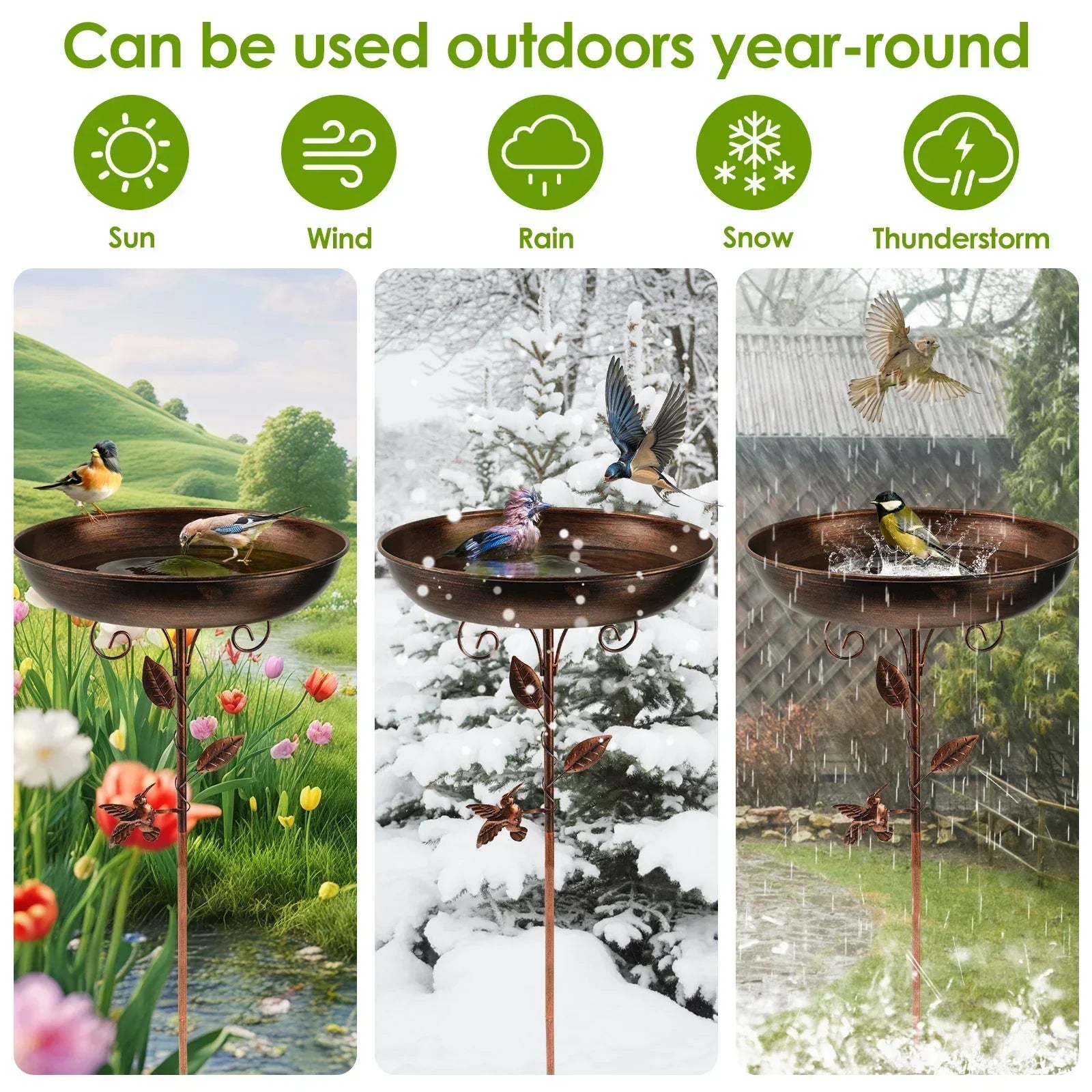 Vogelbad mit Stand | Robuste Metallwanne | NaturOase