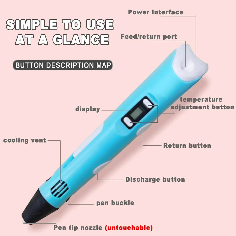 3D Drawing Pen Adjustable Temperature & LCD Display