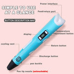 3D Drawing Pen LCD & Adjustable Temperature PLA Compatible