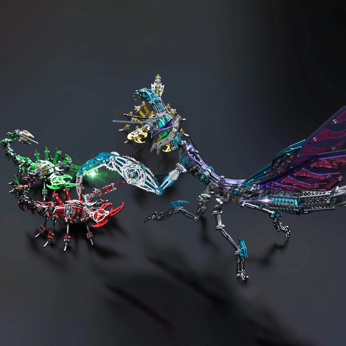 3D Mantis Kit Stainless Steel Movable Joints & Magnetic LED