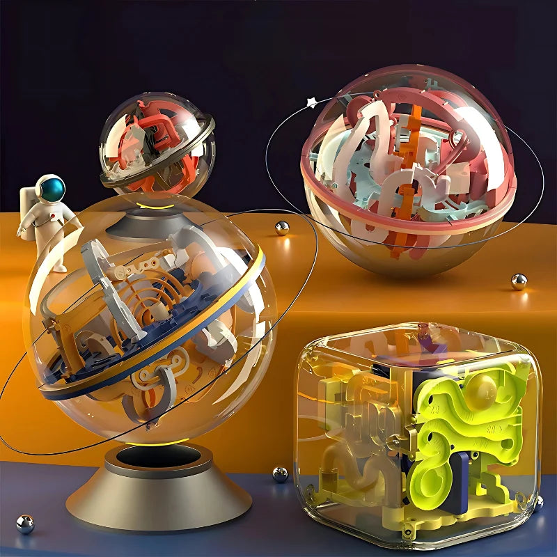 3D Maze Puzzle Ball Transparent Numbered Paths Four Difficulty Levels