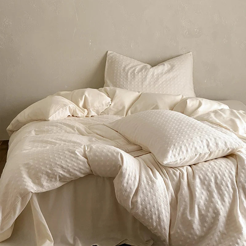 4-Piece Bedding Set Cotton Percale Quilted Comforter