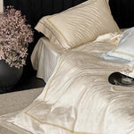 4-Piece Bedding Set Cotton Satin Tonal Jacquard Embroidered Border